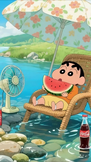 夏日清凉感吃瓜小新