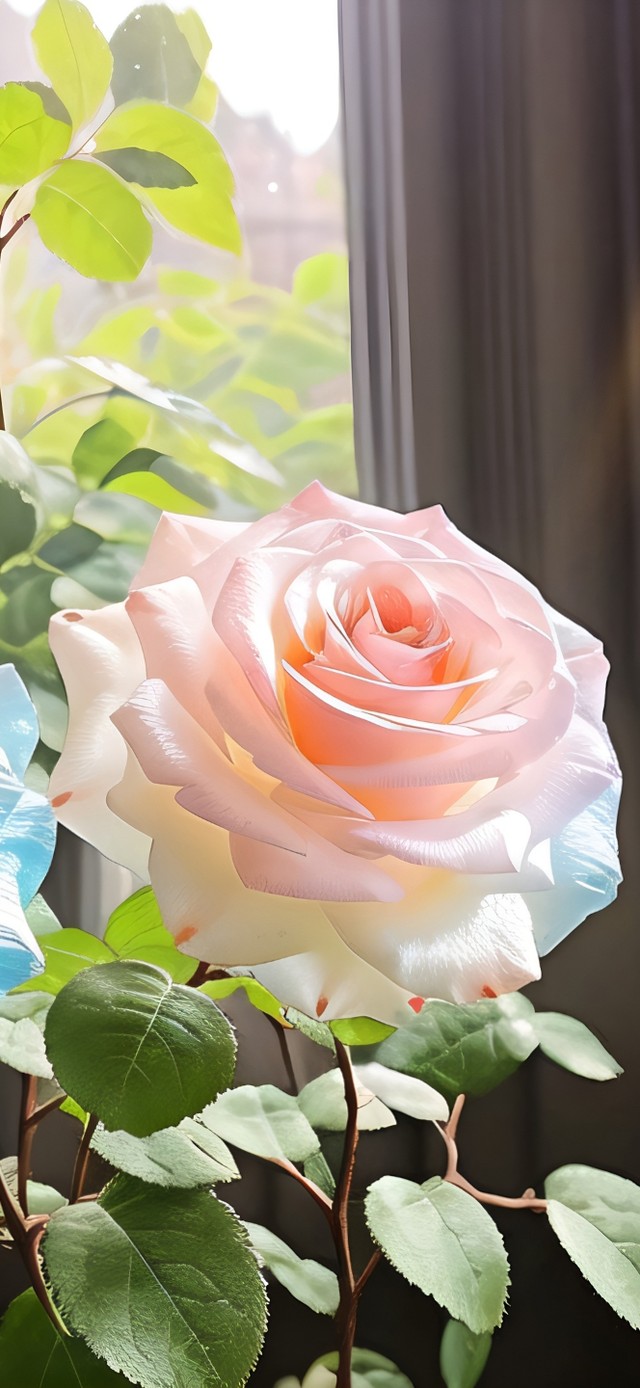 4k窗台玫瑰花