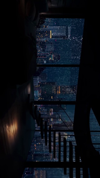 城市雷雨夜卧室