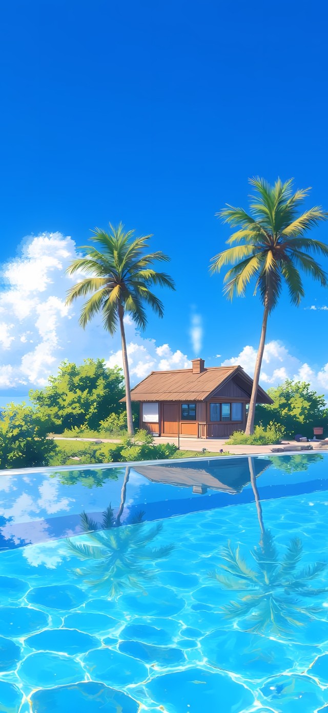 4k蓝色海洋小岛