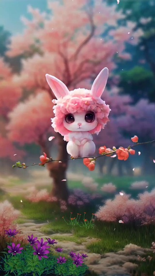 可爱的桃花兔