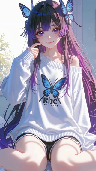 紫发卧室少女蝴蝶忍