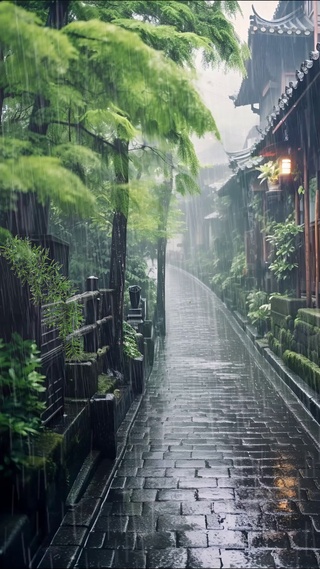 漫步烟雨中