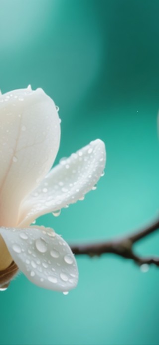 玉瓣凝珠：雨后玉兰