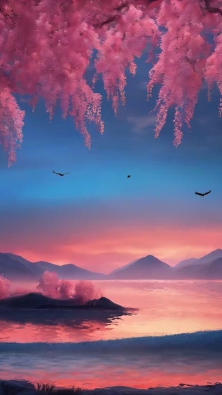 浪漫大海山川晚霞