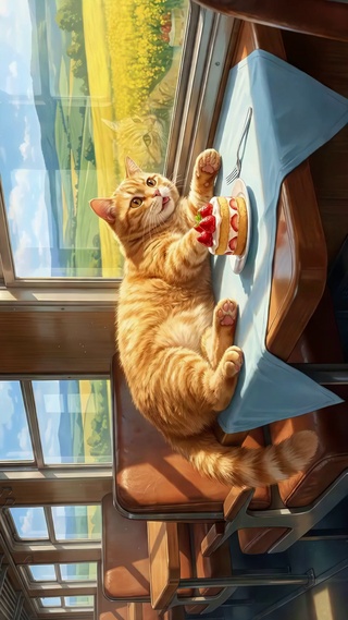 窗边橘猫看风景