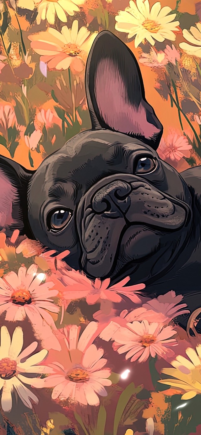 躺在花海中的小法斗