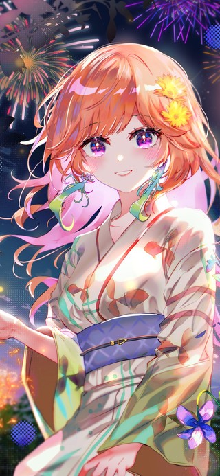 唯美烟火彩带少女