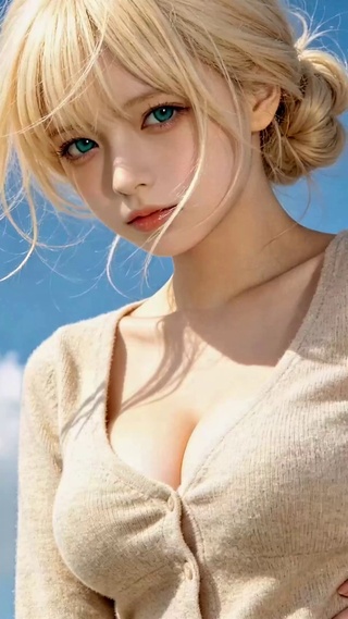 蓝天金发清纯美少女