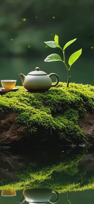 森林湖水茶