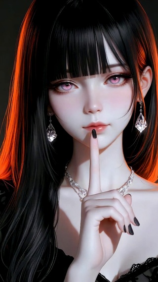 黑发红眸冷艳美少女