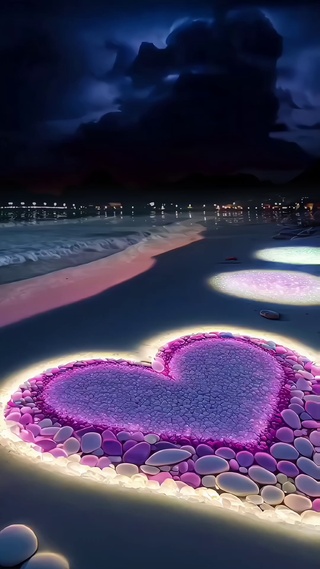 浪漫爱心沙滩