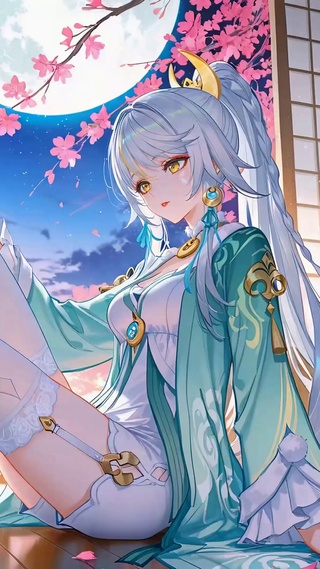 月夜樱下兹白