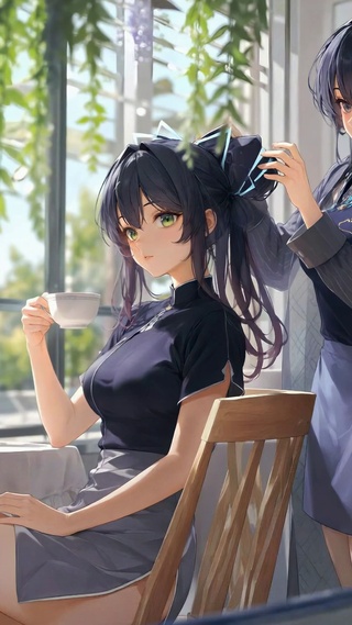 窗边紫藤下少女龙华妃咲