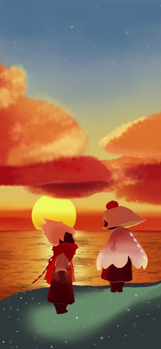 夕阳染红的黄昏