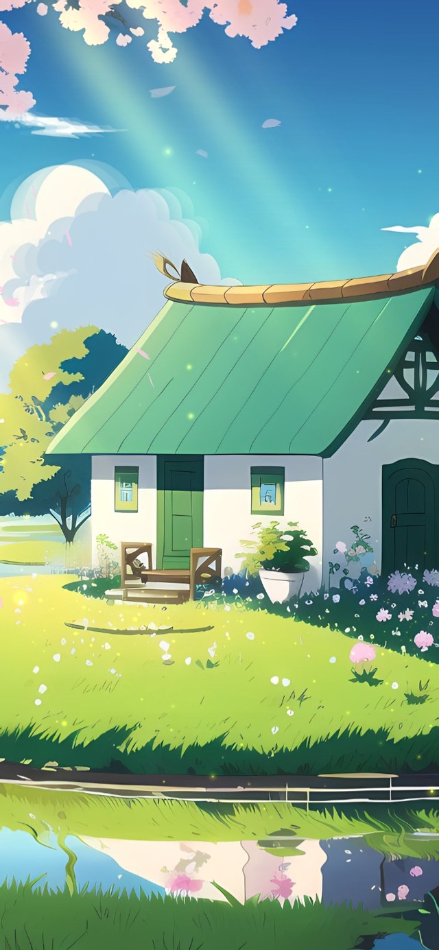 治愈护眼绿色小屋