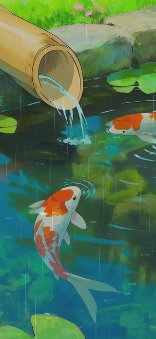 护眼绿景——雨中的荷塘