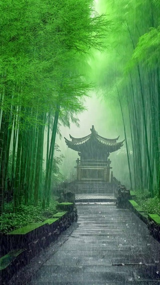 竹林雨景