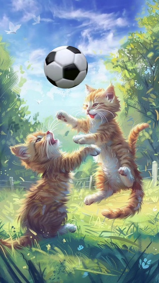 小猫踢足球⚽
