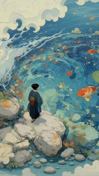 清涟锦鲤伴云游