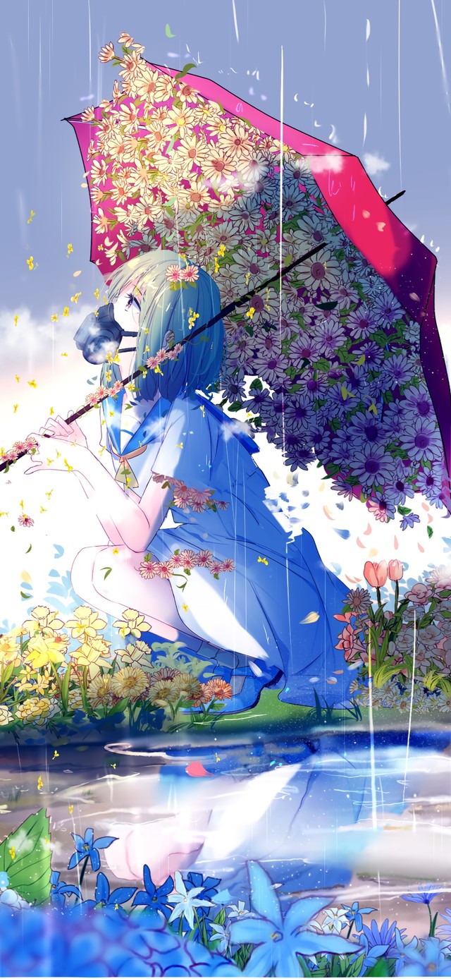 4k唯美花伞少女