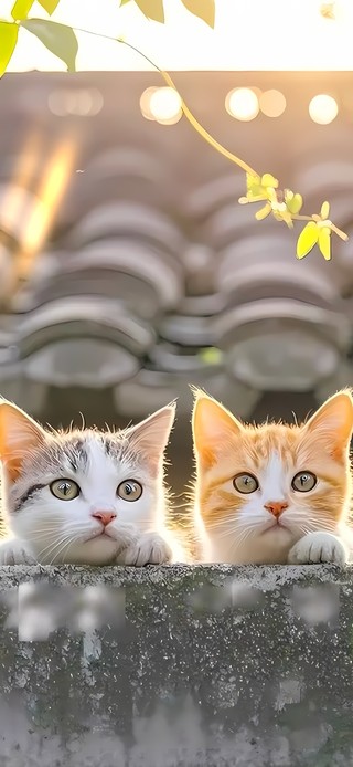 墙头上猫咪