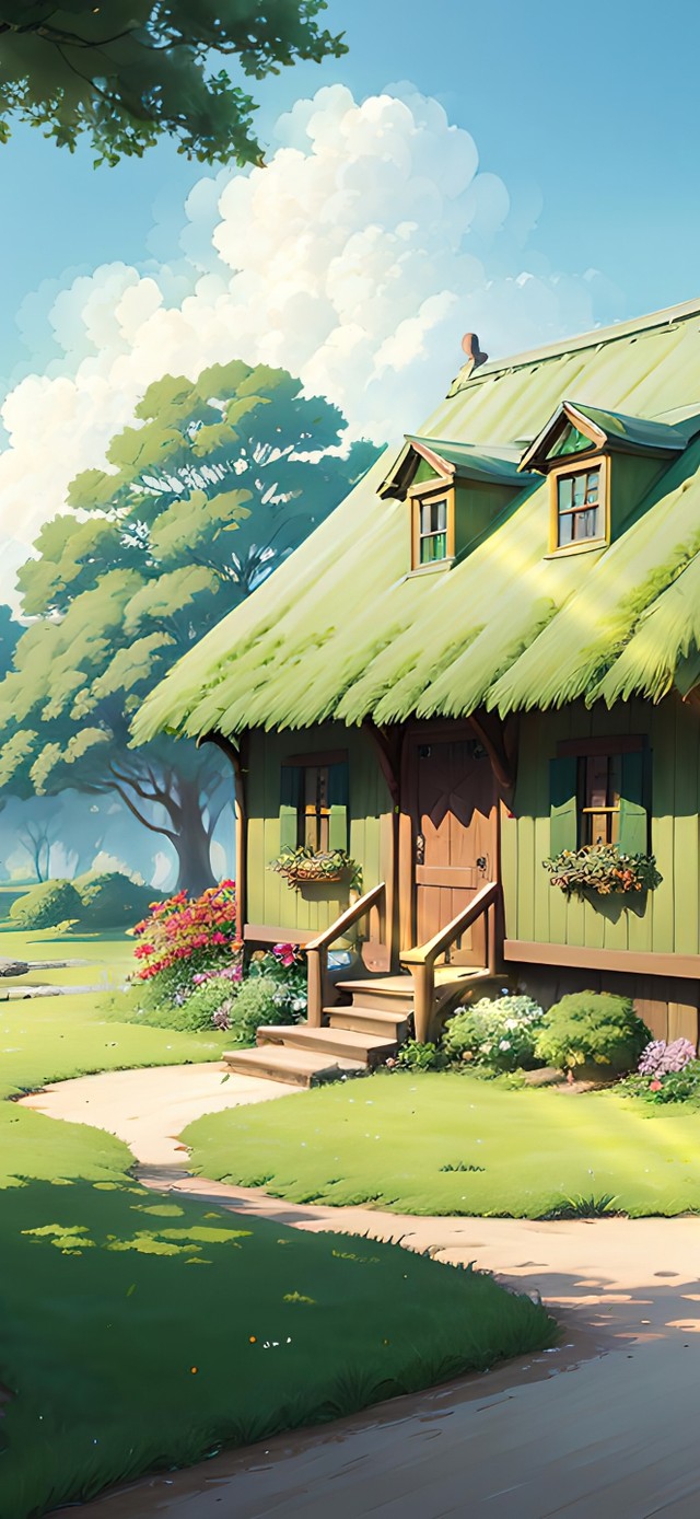 4k唯美治愈梦幻森林小屋