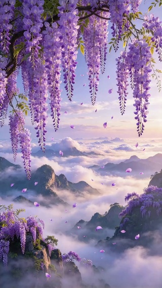 云间紫藤仙谷（花海仙境风景）