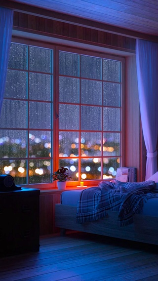 唯美安静的雨天房间