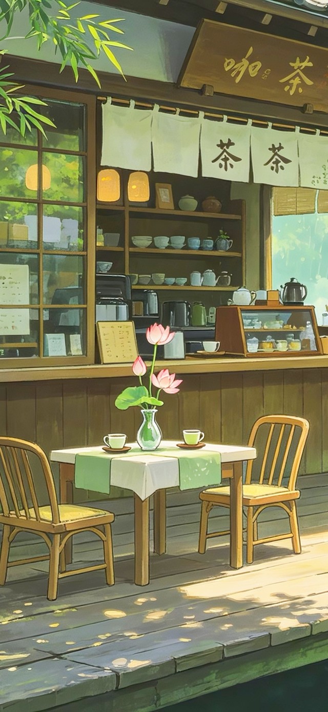 河边竹林茶馆