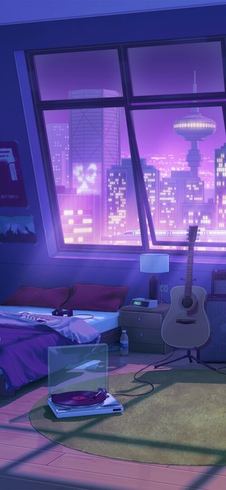 城市夜景小卧室