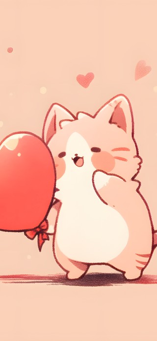 爱心气球与猫猫