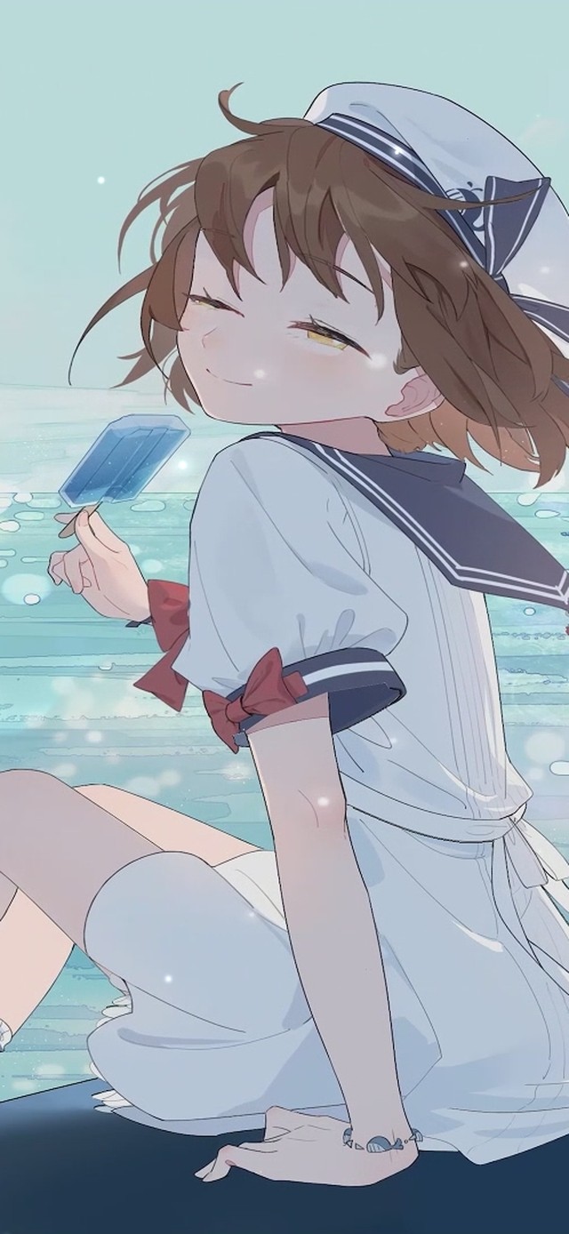 清晰夏日海边少女