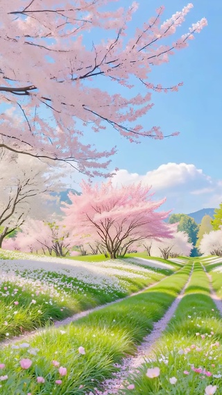 护眼春日樱花林