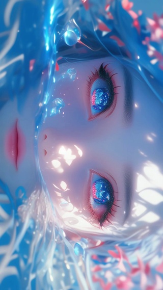 水中眼睛里有星星