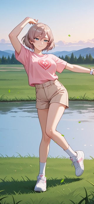 唯美草地少女
