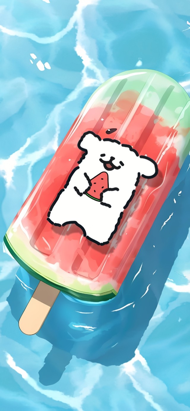 可爱线条小狗西夏日瓜冰淇淋