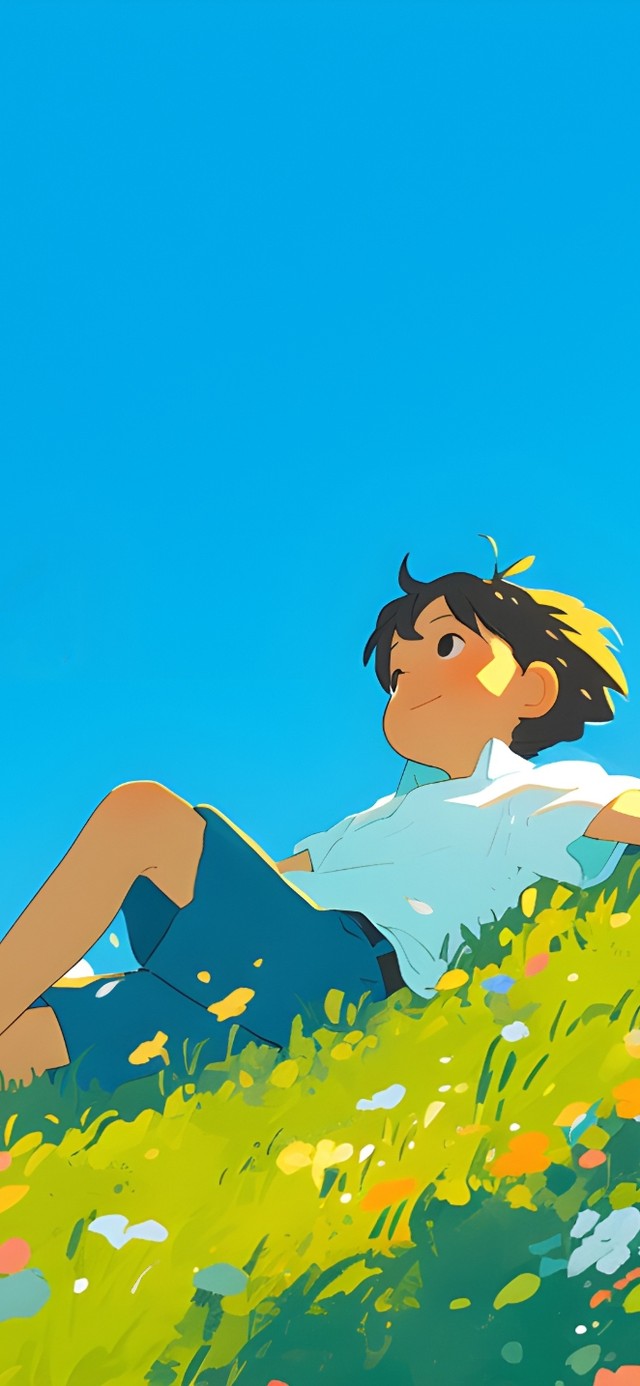 草地上的少年
