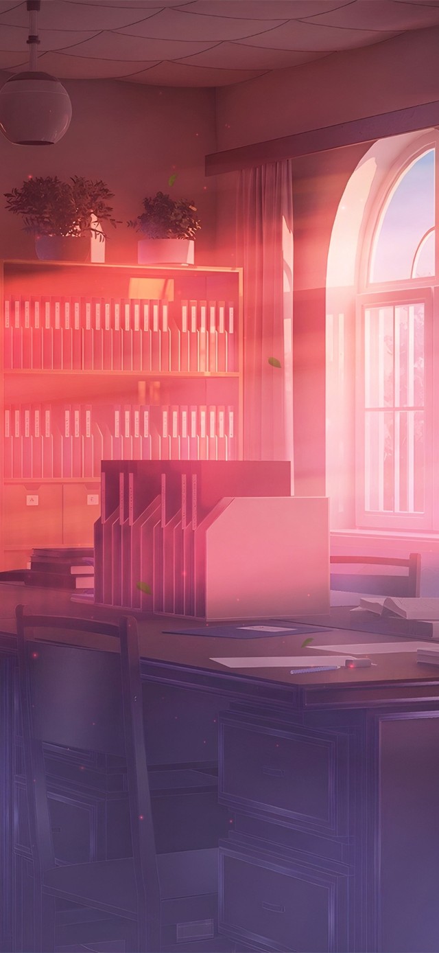 唯美治愈晚霞房间