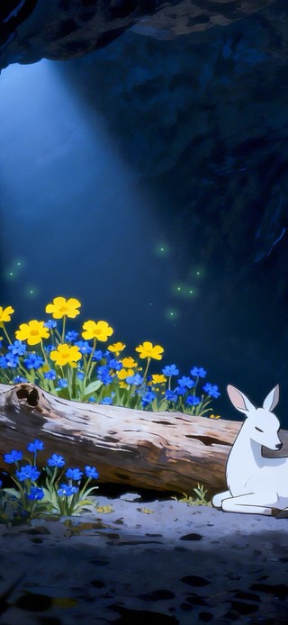 洞中休憩的白鹿