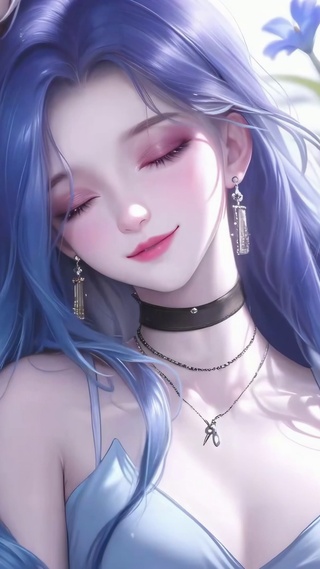 蓝发动漫情侣