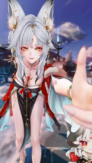 二次元动漫美女和小女孩