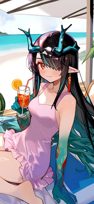 海边泳装少女-夕
