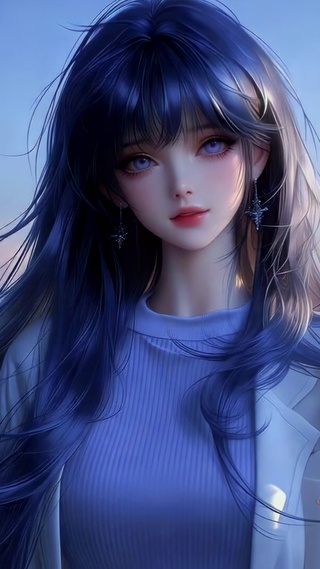 暮色长发少女