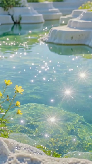 碧水黄花阶梯治愈风景