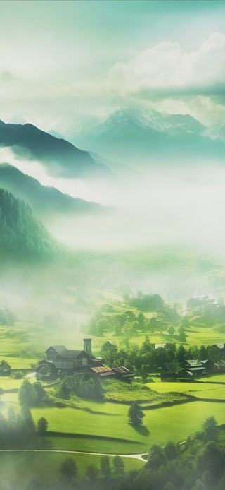 绿谷云影山居图