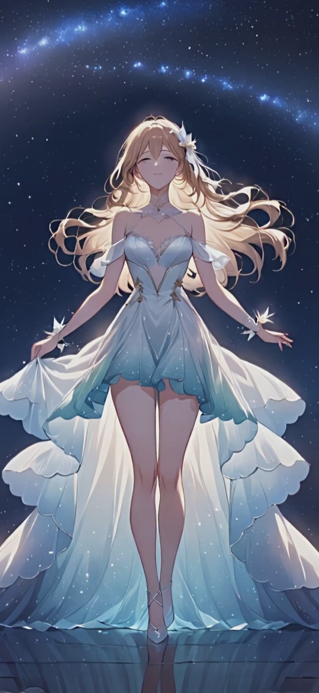 星空下的性感清纯美女