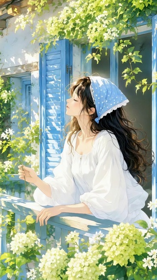 治愈临海阳台美少女