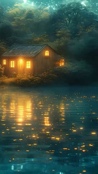 夜景星空树木