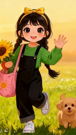 女孩与萌宠狗